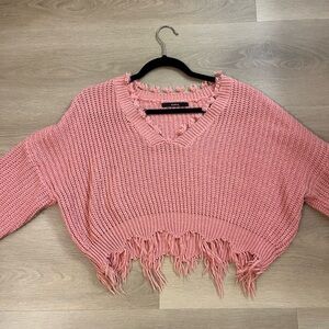 zaful pinkish orange crop sweater
